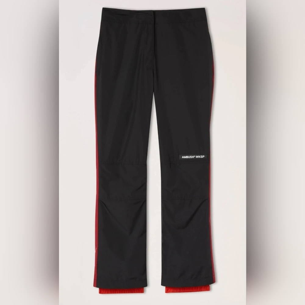 Ambush Black Nylon Track Pants With Orange Ankle Cuffs And Side Stripes